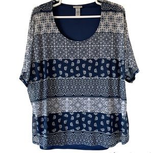 Catherine’s 3X Navy Blue Off white